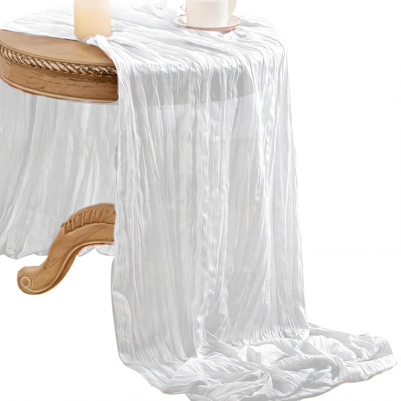 AUQ 2026 New Summer Table Runner Polyester Cloth Summer Table Runner Fine Breathability Farmhouse Table Runner Ivory for Dining Table Kitchen Farmhouse Home Decor Summer Gatherings
