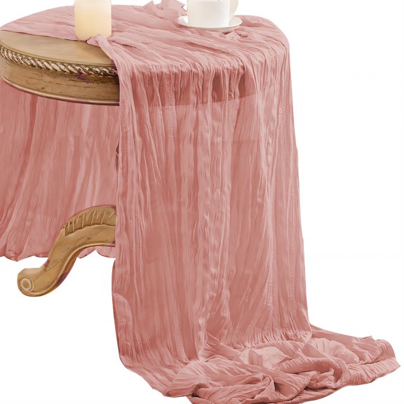 AUQ 2026 New Summer Table Runner Polyester Cloth Summer Table Runner Soft Airiness Farmhouse Table Runner Pink for Dining Room Summer Parties Holiday Gatherings Table Decor Patio Settings
