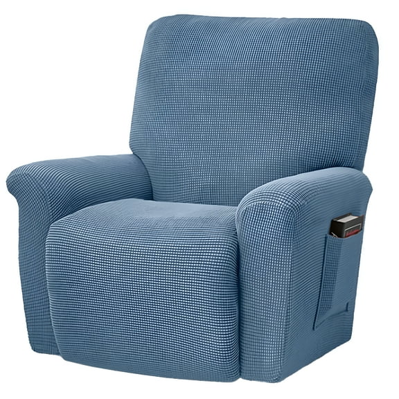 AUQ 2026 New Super Stretch Couch Covers Recliner Covers Form Fitted Standard/Oversized Power Lift Reclining Slipcovers,Feature Soft Thick Jacquard for Living Room,Family Room,Home Theater,Den,Blue