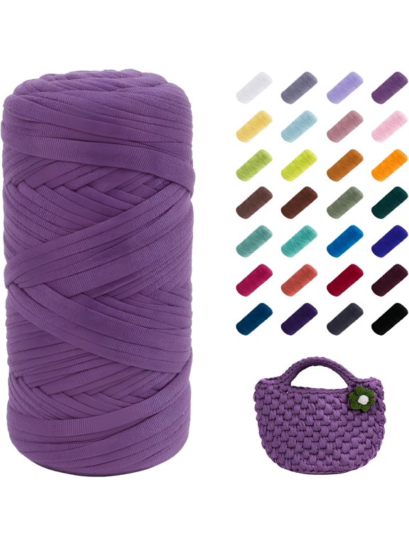 AUQ 2026 New T-Shirt Yarn 200G/196Ft Elastic Fabric Cloth Knitting T Shirt Yarn Thick Crochet Yarn for Crocheting Bags/Baskets/Rugs Home Decor Diy Crafts