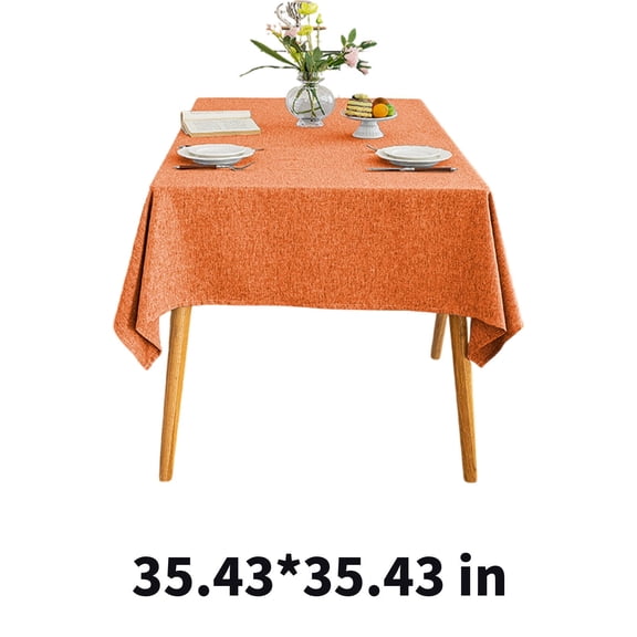 AUQ 2026 New Table Cloth Classic Rectangular Cotton Linen Tablecloth Waterproof Tablecloth for Kitchen&Dining Table Orange 35*35Inch for Kitchen Tables Dining Rooms Casual Meals Small Gatherings
