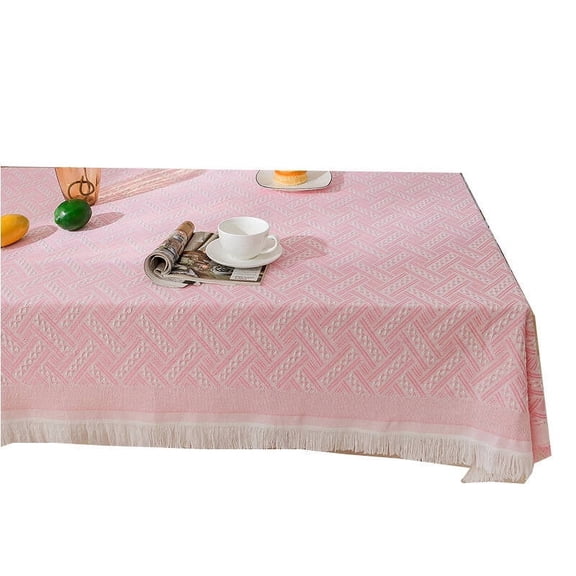AUQ 2026 New Table Cloth Comfortable Cotton Linen Rectangle Tablecloth Charming Tablecloth for Gatherings Elegant Linen Tablecloth for Dining Spaces for Dining Parties Events Pink
