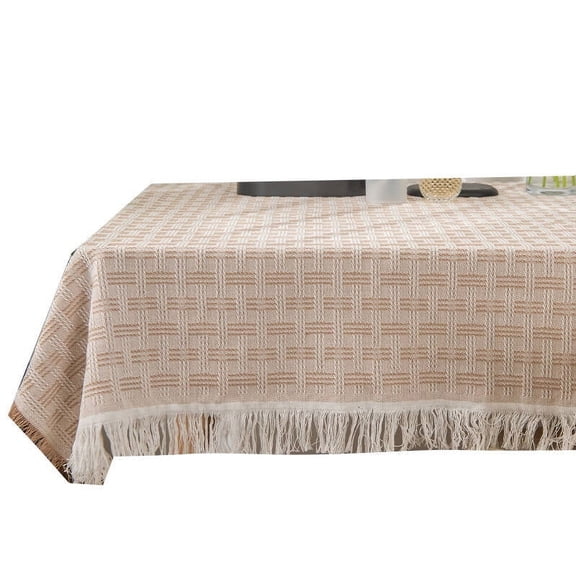 AUQ 2026 New Table Cloth Handmade Cotton Linen Rectangle Tablecloth Timeless Tablecloth for Formal Gatherings for Dining Parties Events Yellow 51*70Inch