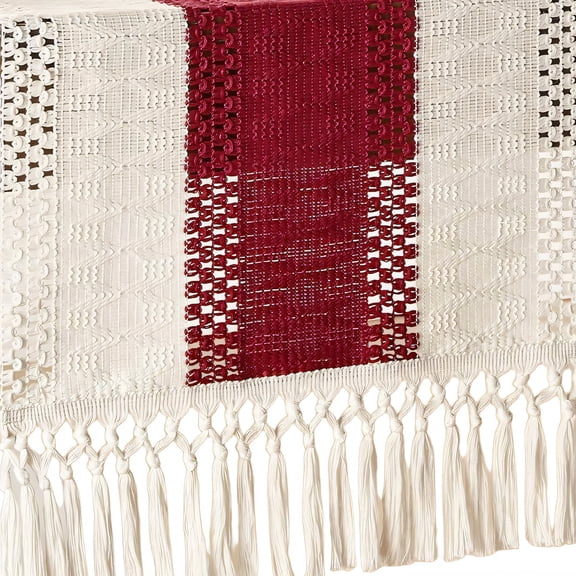 AUQ 2026 New Table Runner Fine Thread Fiber Farmhouse Table Decor Tied Tassel Accents Kitchen Table Decor Style2 30*160Cm for Dining Table Kitchen Home Decor Special Occasions Family Gatherings