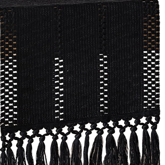 AUQ 2026 New Table Runner Knotted Fringe Ends Farmhouse Table Decor Fine Thread Fiber Kitchen Table Decor for Dining Room Breakfast Table Black 30*140Cm