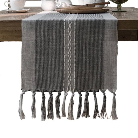 AUQ 2026 New Table Runner Nordic Jacquard Geometric Design Table Runners Beautiful Tassel Edges Table Cloth Rectangle Table for Dining Living Room Coffee Table 33*183Cm Style3