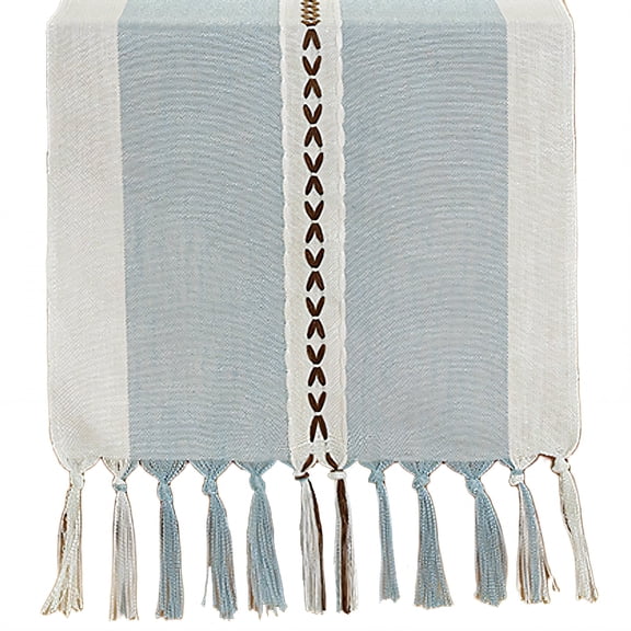 AUQ 2026 New Table Runner Resilient Fiber Fabric Table Runners Detailed Grain Farmhouse Table Runner Blue 33*330Cm for Dining Tables Kitchen Counters Rustic Decor Holiday Gatherings Family Meals