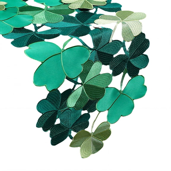 AUQ 2026 New Table Runner Vivid Texture Shamrock Table Runner Polyester Fiber Material Sage Green Table Runner Green for Dining Tables Kitchen Counters Holiday Gatherings St. Patrick'S Day Parties
