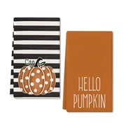 AUQ 2026 New Thanksgiving Pumpkin Striped Towel-Soft Absorbent Microfiber Bath&Hand Towel Festive Fall Decor,Quick-Drying Kitchen Bathroom Towel,Holiday Home Essentials,Cozy Gift for Family&Friends