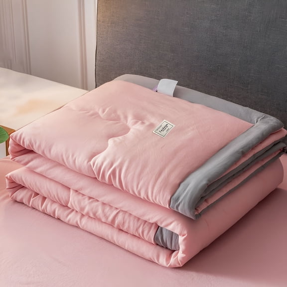 AUQ 2026 New Thin Quilt Summer Lightweight Comforter,Washed Cotton,Machine Washable,Soft Comfy Breathable Can Sleep Naked for Bed, Sofa, Travel, Picnic (Pink 43*60In)