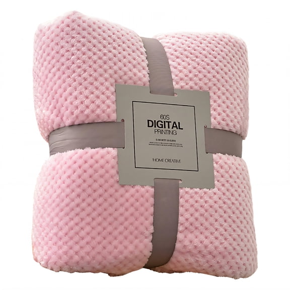 AUQ 2026 New Throw Blanket Neat Rolled Borders Warm Blanket Refined Craftsmanship Cute Blanket for Bed Sofa Chair Pink 43*70In