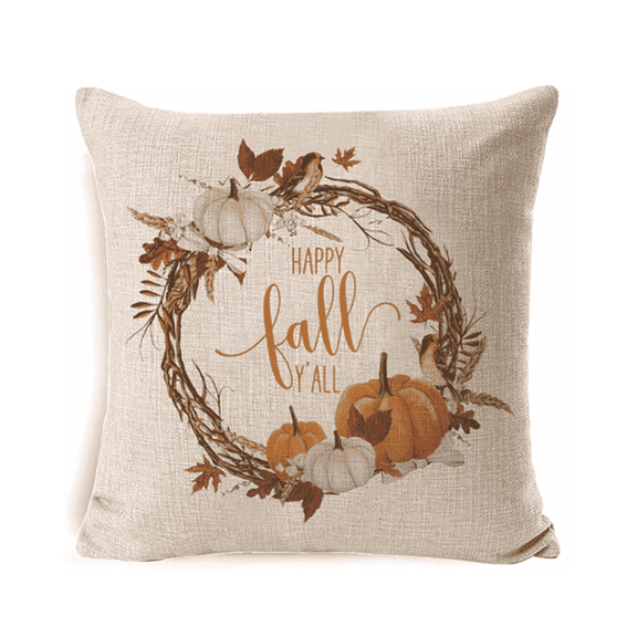 AUQ 2026 New Throw Pillow Covers Autumn Harvest and Linen Fabric Boho Pillow Covers Shape Retention 18X18 Pillow Cover Style7 for Living Room Bedroom Sofa Bed Home Decor Fall Season