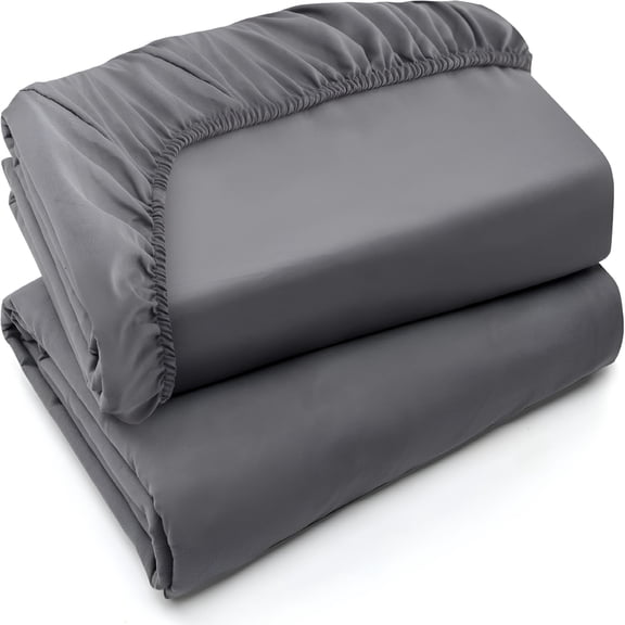 AUQ 2026 New Twin Xl Fitted Sheets - Bulk Pack of 2 Bottom Sheets - Soft Brushed Microfiber - Deep Pockets - Shrinkage & Fade Resistant - Easy Care (Twin Xl,Grey)