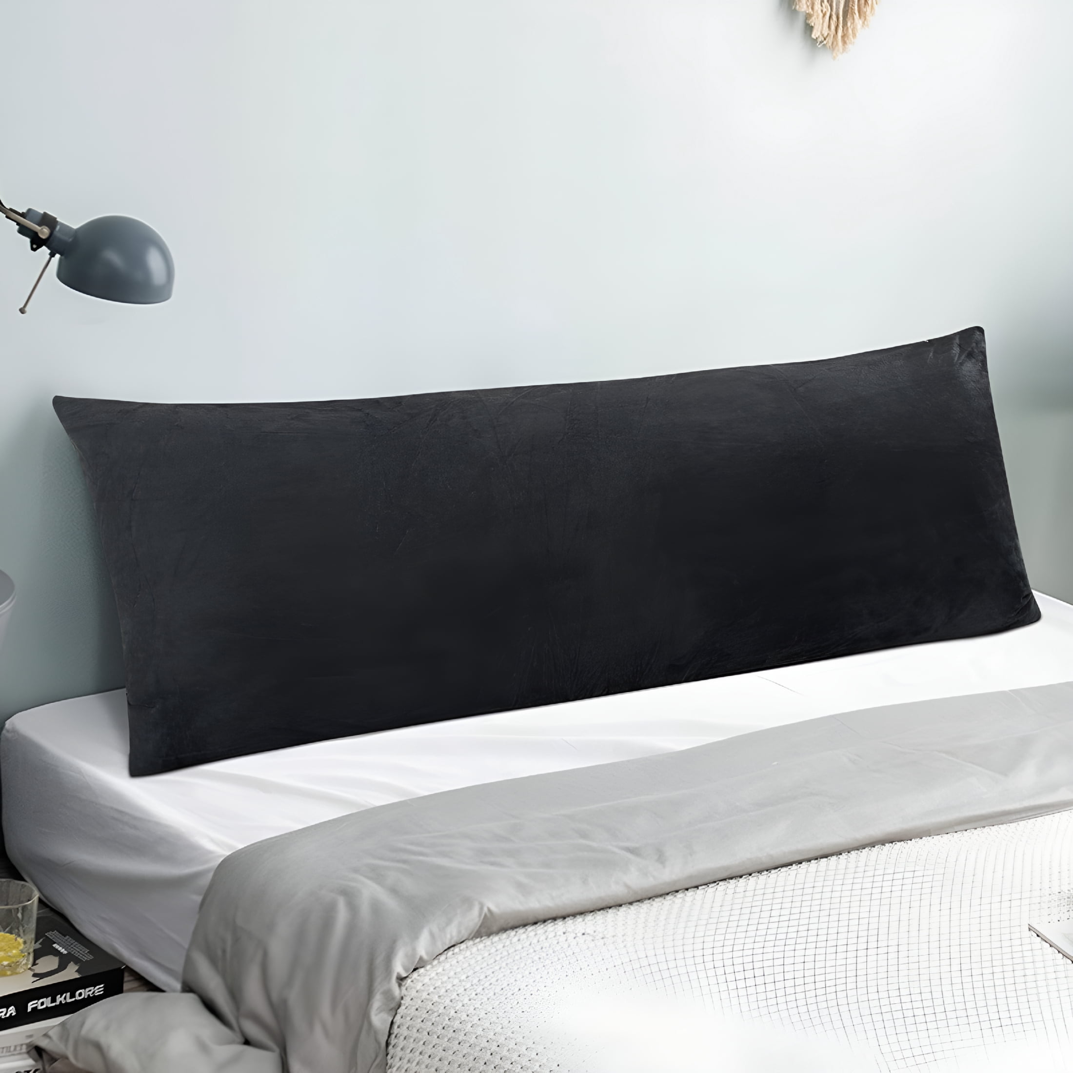 AUQ 2026 New Velvet Soft and Cozy Body Pillowcase,Luxury Fuzzy Long Body Pillow Cover with Zipper for All Seasons Body Pillow Pillowcase,20"X54",Charcoal Grey