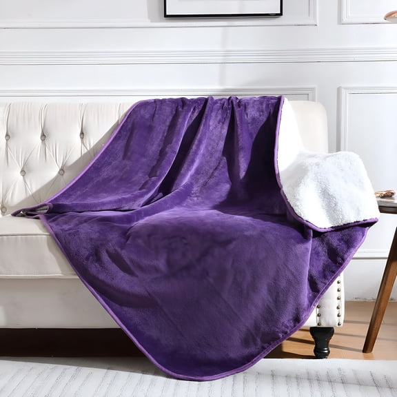 AUQ 2026 New Waterproof Blanket for Bed Couch Sofa, Soft Liquid Pee Proof Pet Blanket for Dog Puppy Cat, Reversible Sherpa Fleece Furniture Protector (Dark Purple, 50X60 Inches)