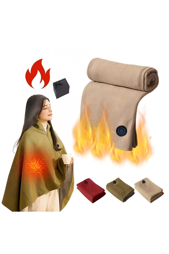 AUQ 2026 New Wearable Heated Shawl with Zipper,Waterproof Usb Heated Blanket,15S Quickly Heating Throw Zipper,Soft,Fast Heating,Wireless Warming Wrap,Heated Shawl Wrap for Women,Suitable for Home