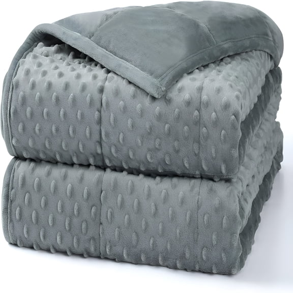AUQ 2026 New Weighted Blanket (60"X80",15Lbs Queen Size - Grey),Weighted Blankets for Adults and Kids,Cooling Breathable Soft and Comfort Minky,Heavy Blanket Microfiber Material with Glass Beads