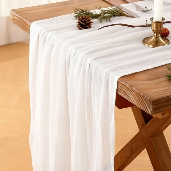 AUQ 2026 New White Cheesecloth Table Runner,120 Inch 10 Ft Boho Rustic Cheesecloth Gauze,Cheese Cloth Runner for Wedding Spring Easter Baby Bridal Shower Party Decoration,1 Pack