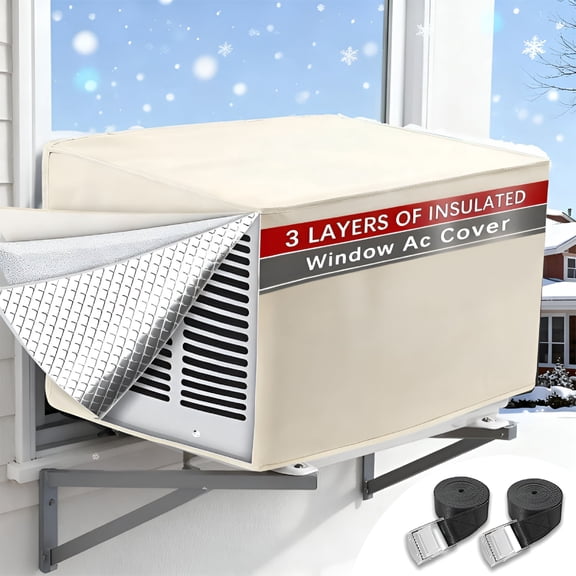 AUQ 2026 New Window Air Conditioner Covers for Outside Unit for Winter Insulation,3 Layers Insulation Waterproof & Windproof Ac Covers for Outside Window Units Air Conditioner Cover for Winter
