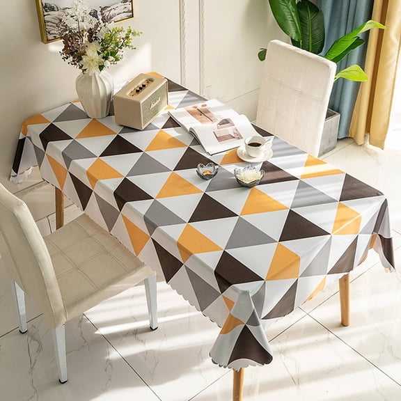 AUQ 2026 New Wipeable Tablecloths Dries Quickly Table Cloth Fade Resistant Table Covers Yellow for Dining Tables Picnics Kitchens Casual Meals Outdoor Events.