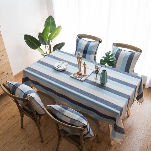 AUQ 2026 New Wipeable Tablecloths Fade Resistant Table Cloth Measure Your Tabletop Size Table Covers for Dining Table Party Banquet Home Kitchen Blue
