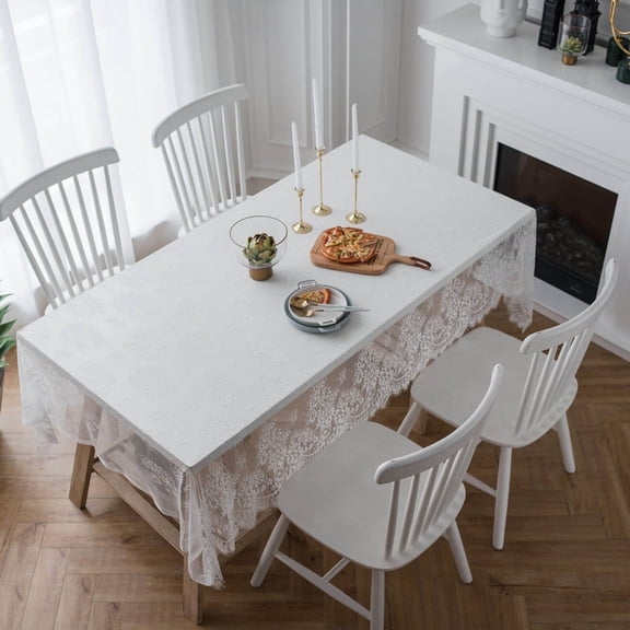 AUQ 2026 New Wipeable Tablecloths Suitable for Various Table Types Table Cloth Fade Resistant Table Covers White for Dining Table Kitchen Home Decor Outdoor Events Parties