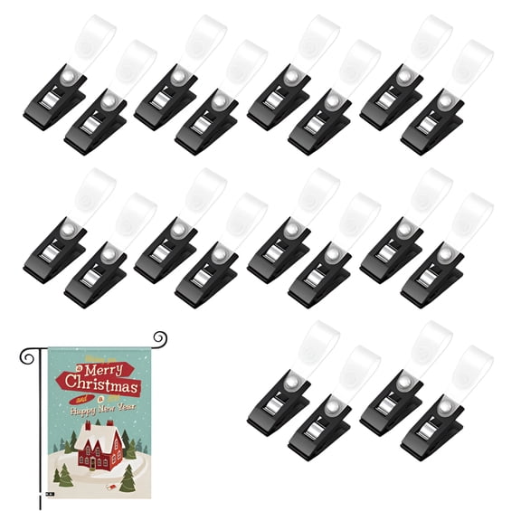 AUQ 20Pcs Garden Flag Clips Halloween Christmas Party Flag Holder Windproof Flagpole Clips