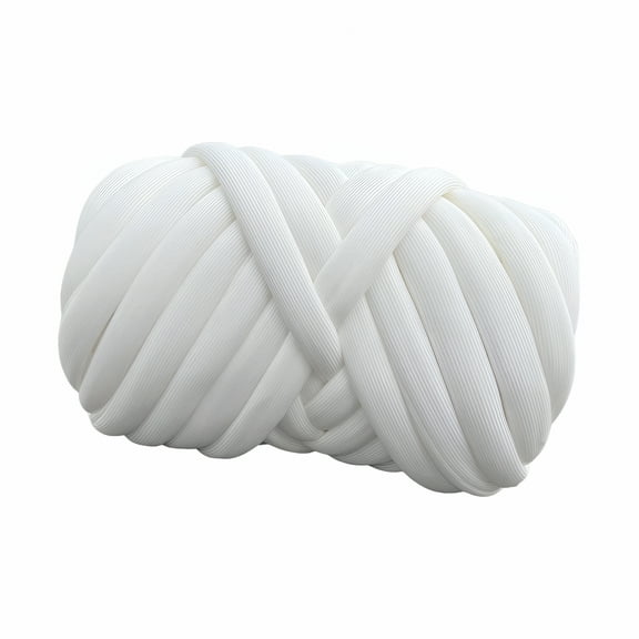 AUQ 250G Chunky Yarn Arm Knitting Yarn Washable Hand Knit DIY Length 65.6ft Bulky Yarn Jumbo Tubular Yarn for Rug Making Hats Macrame Cushion White