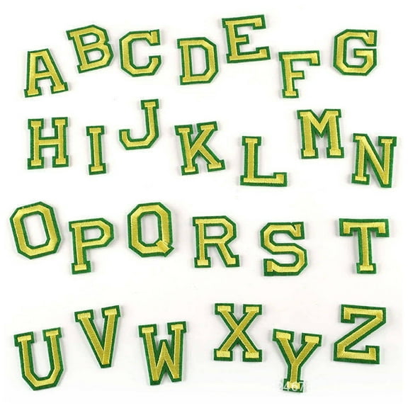 AUQ 26 Pcs Iron on Patches,Embroidery Patterns Patches,High-Quality Threads Iron on Patch,Green Background with Yellow Lines