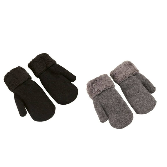 AUQ 2Pairs Gloves Cold Protection Winter Gloves,Strong Warmth Exquisite Jacquard Warm Gloves,Blue and Grey