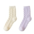 thumbnail image 1 of AUQ 2Pairs Socks Fashionable and Practical Fuzzy Socks,Soft and Fluffy Thick and Warm Long Socks,White and Purple, 1 of 2