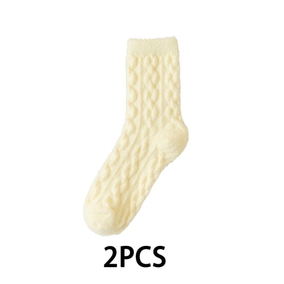 AUQ 2Pairs Socks Macaron Color Scheme Fuzzy Socks,Fashionable and Practical Soft and Fluffy Long Socks,Yellow