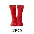 thumbnail image 1 of AUQ 2Pairs Socks Non-Slip Design Fuzzy Socks,Fleece Lining Thickened Acrylic Long Socks,Red, 1 of 2