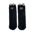 thumbnail image 1 of TELOLY 2Pairs Socks Soft&Warm Fuzzy Socks,Cartoon Design Non-Slip Long Socks,Black, 1 of 5