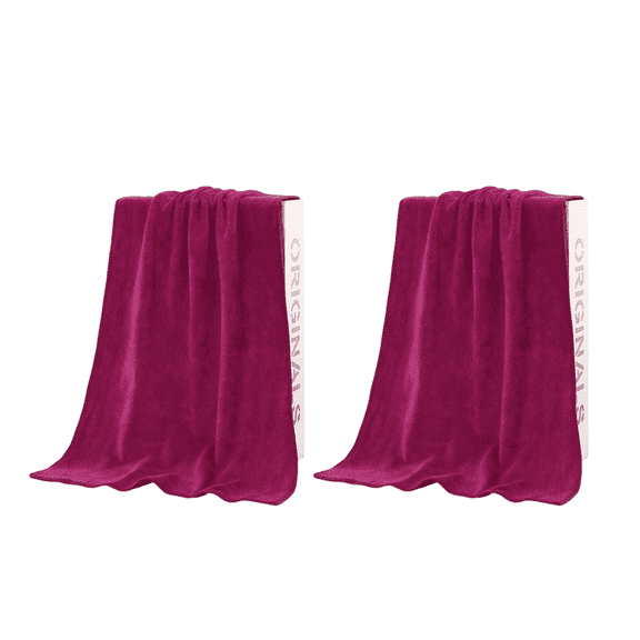 AUQ 2Pcs Bathroom Towels,Soft and Comfortable Material Hand Towel,Machine Washable Non-Stick to Hair Bath Sheet,Wine Red