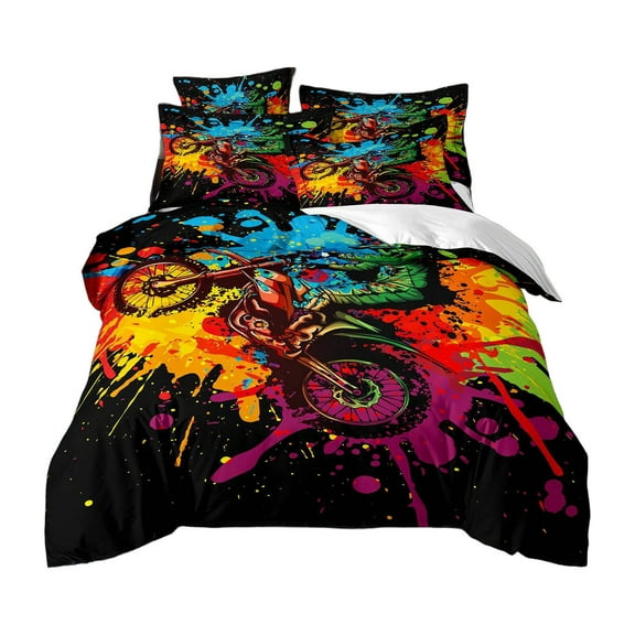 AUQ 2Pcs Bed Sheets 3D Motor Art Twin Comforter Set for Boys Cross Border Style Boys Twin Bedding Sets,Style1