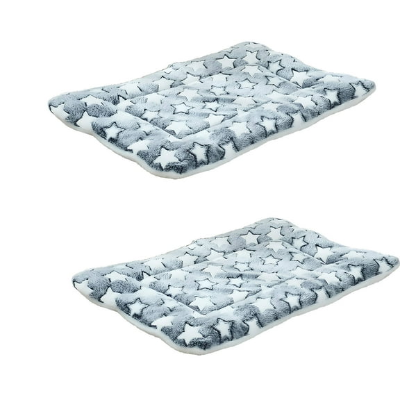 AUQ 2Pcs Chew Proof Dog Bed Maintains Warmth Dog Crate Pad Ultra-Soft Fabric Crate Pads for Dog Cages Style4