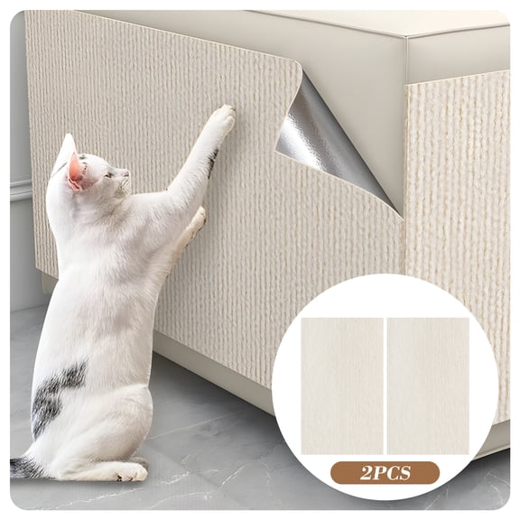 AUQ 2Pcs Couch Cat Scratch Protector, Couch Guard Against Cat Claws, Thick, Soft & Durable, Perfect Gift for Cat Parents, Anti-Scratch Furniture Protector, 39.37x11.81x0.39 in, Beige