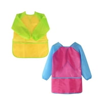 AUQCO 2Pcs Kids Apron,Polyester Children'S Aprons,Kids Kitchen Apron,Combination Style1,M