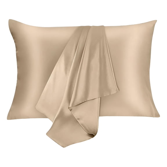 AUQ 2Pcs King Satin Pillowcases Silky Zipper Pillow Covers,Khaki Silk Pillowcase For Hair And Skin,2 Pack Natural Silk Pillowcase Both Sides 16 Momme Premium Grade 6A Silk