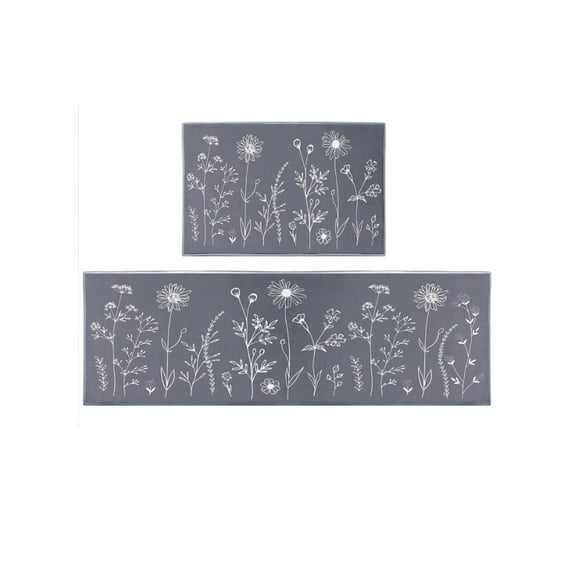 AUQ 2Pcs Kitchen Mat,Non-Slip Dot-Grip Bottom Kitchen Mats,High-Density Stitching Kitchen Mats for Floor,Style 1