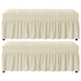 thumbnail image 1 of AUQ 2026 New 2Pcs Ottoman Cover,Elastic Band Design Ottoman Cover Rectangular,Skirt Edge Design Ottoman Cover with Skirt,Beige,22*19*6cm, 1 of 4