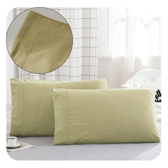 AUQ 2Pcs Pillow Covers Breathable Keep Dry Pillow Cases Simple Solid Color Style Cooling Pillow Cases 51x75cm Light Green