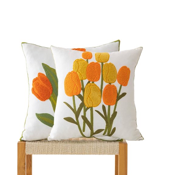 AUQCO 2Pcs Pillow Covers,Cotton Pillow Cases Standard Size,Throw Pillow Covers 18X18,Multicolor