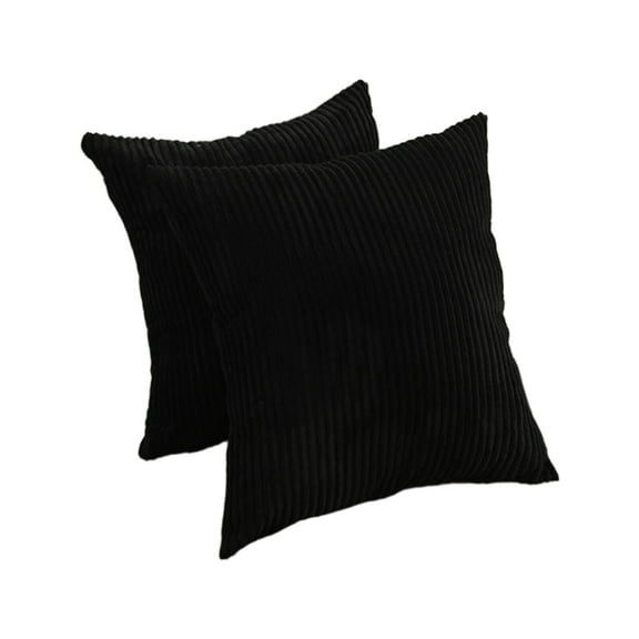 AUQ 2Pcs Pillow Covers Plush Fleece Core Material Pillow Case Fashionable Look Striped Design Throw Pillow Covers 30X50cm,Black