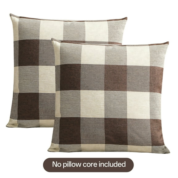 AUQ 2Pcs Pillow Covers Stylish Check Pattern Plaid Pillow Covers Harmonious Color Match Pillow Protectors with Zipper Standard Size 18x18in Style5