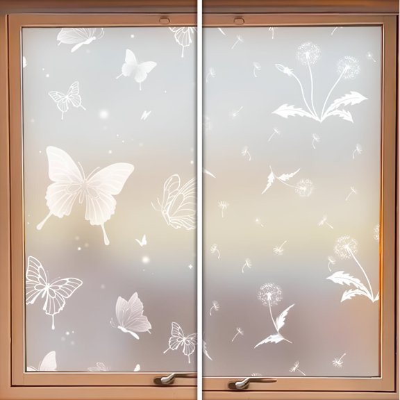 AUQ 2Pcs Privacy Window Film,Water Scratch Shield Bathroom Window Privacy Film,Peel Stick Method Frosted Window Film,Style1