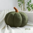 thumbnail image 1 of AUQ 2Pcs Pumpkin Shaped Plush Pillows,Soft Lamb Fleece Decorative Cushion with PP Cotton Filling,Perfect for Sofa, Bed, and Home Décor,Green, 1 of 6