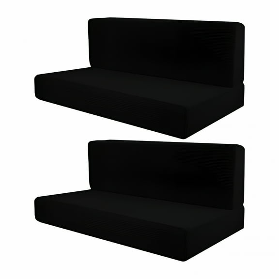AUQ 2Pcs RV Dinette Cushion Covers RV Seat Covers Camper Cushion Covers Easy Fitted Comfort Camper Cushion Slipcovers Sofa Furniture Protector for Trailers black