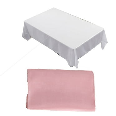 AUQ 2Pcs Table Cloth Stylish Rectangle Tablecloth,Soft Clear Dye Tablecloth for Family Get-Togethers,White and Rose Gold